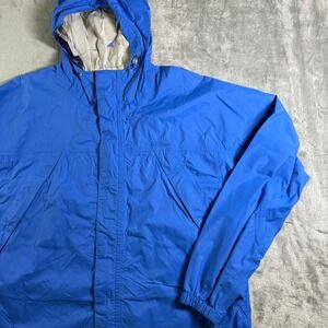 LL Bean Men's XL Blue Lightweight Hooded Rain Jacket Coat (read)